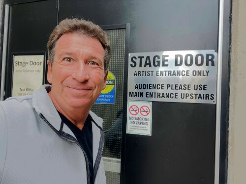 Comedy hypnotist Boris Cherniak backstage at a theatre performance