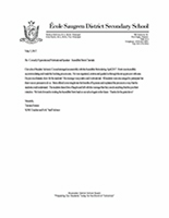 Saugeen District SS Return Reference Letter